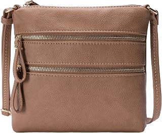 Solene Small Multi Zipper Pocket Crossbody Bag with Adjustable Strap, Lightweight Travel Purse, Daily Small Messenger Pouch