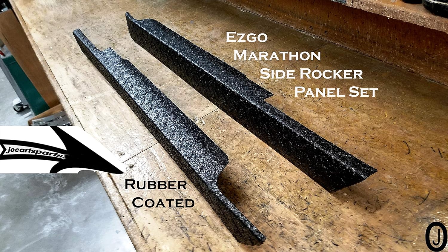 J & O Carts Parts Fits Ezgo Marathon Golf Cart Black Rubber Coated Aluminum Diamond Plate Side Rockers Covers