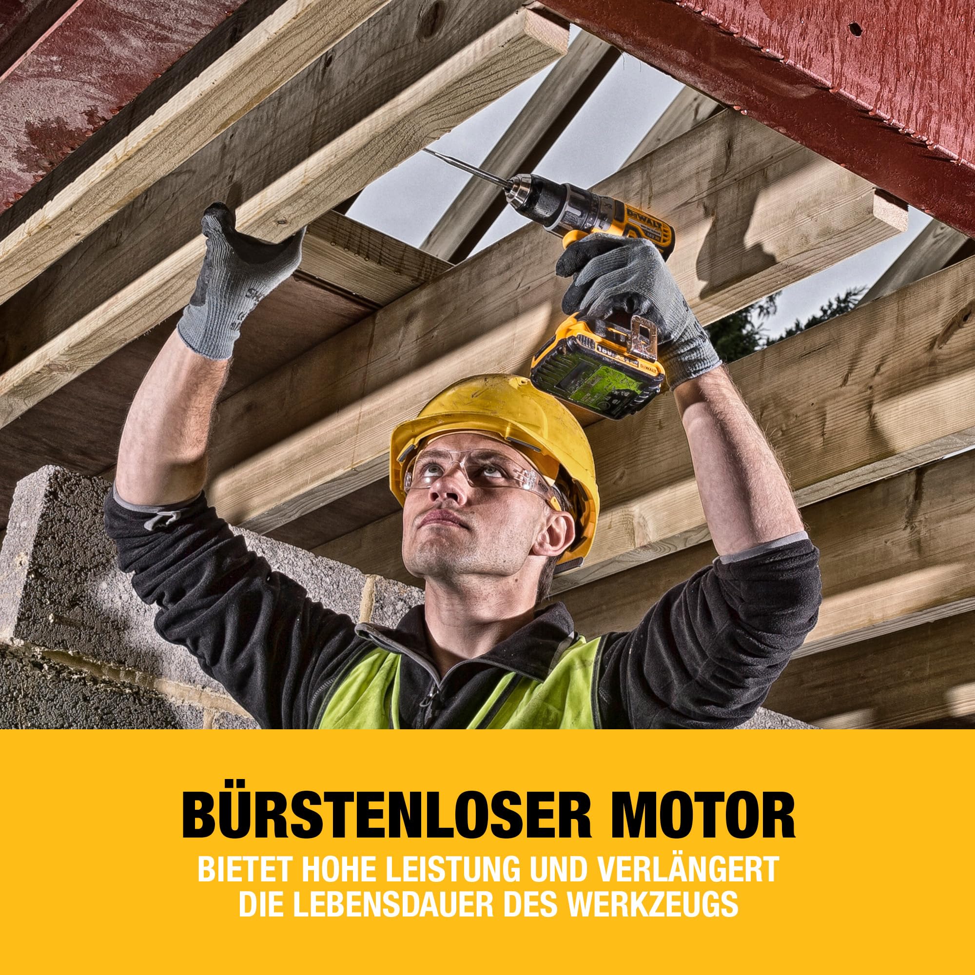 DEWALT 18 Volt 2-Gang Bohrschrauber (bürstenloser Motor,15-stufiges Drehmomentmodul,13 mm,LED-Leuchte,Lieferung ohne & Ladegerät),DCD791NT-XJ,Battery Powered,Bare Unit,Yellow/Black, Battery Powered