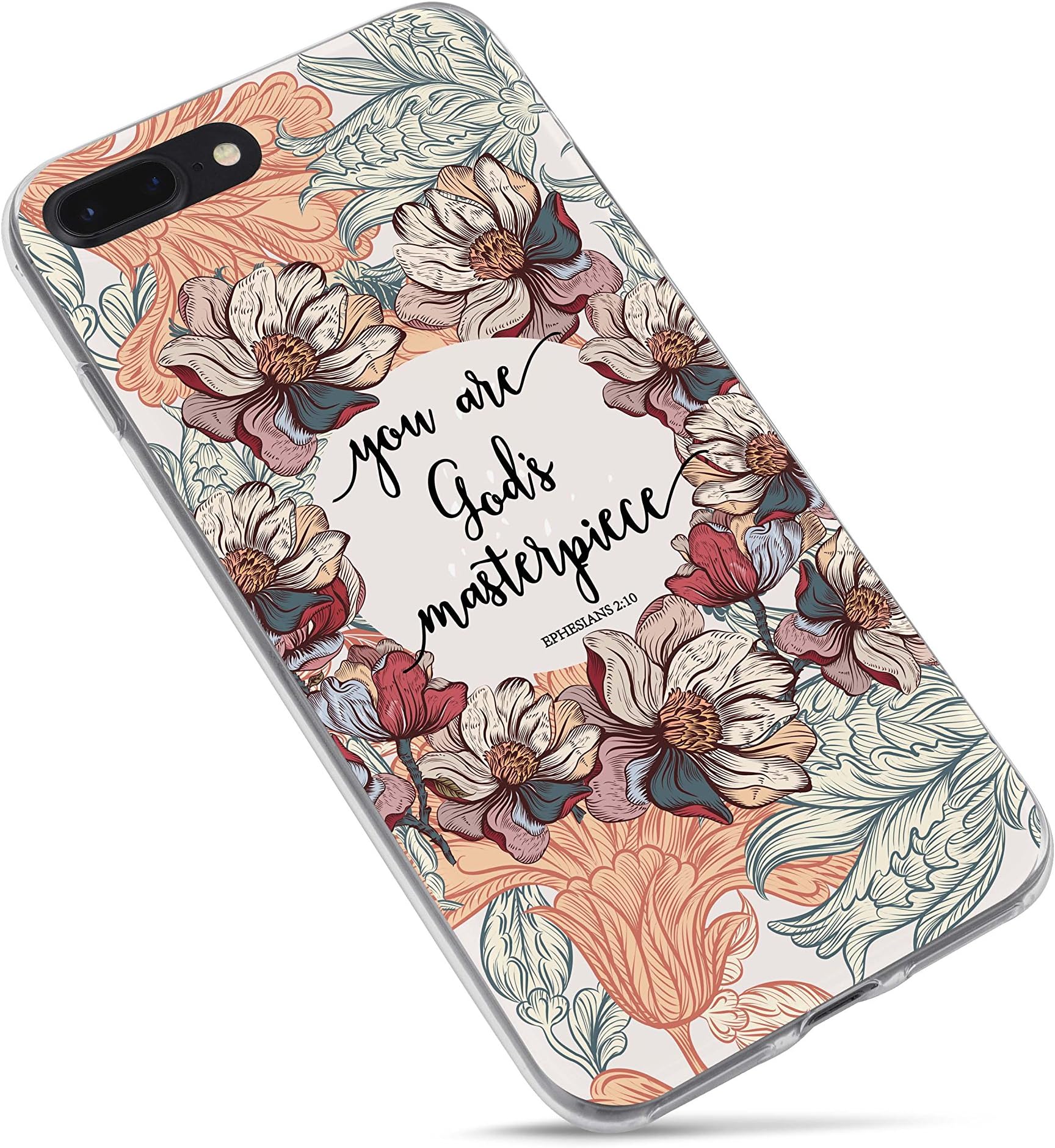 iPhone 7 Case Christian Quotes,iPhone 8 Case,Christian Bible Verses Inspirational Cover Soft TPU Silicone Protective Cases for iPhone 7/8 Plus (You are God's Masterpiece)