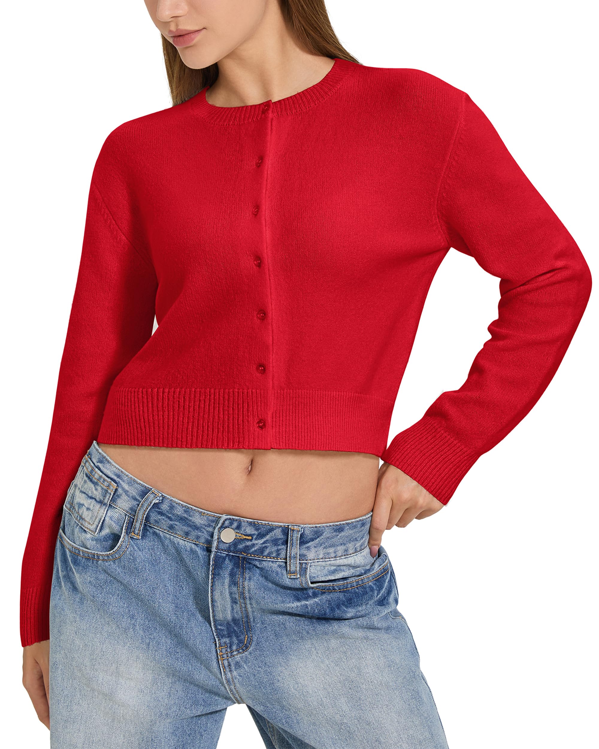 MOOSLOVER Women Cropped Cardigan Sweaters Long Sleeve Button Up Fall Fashion Knit Top Trendy Y2k Outfits