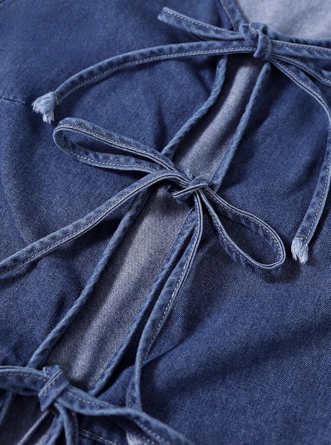 SOFIA'S CHOICE Women Tie Front Denim Vest Ruffle Hem Peplum Jean Sleeveless Tank Top - Image 3