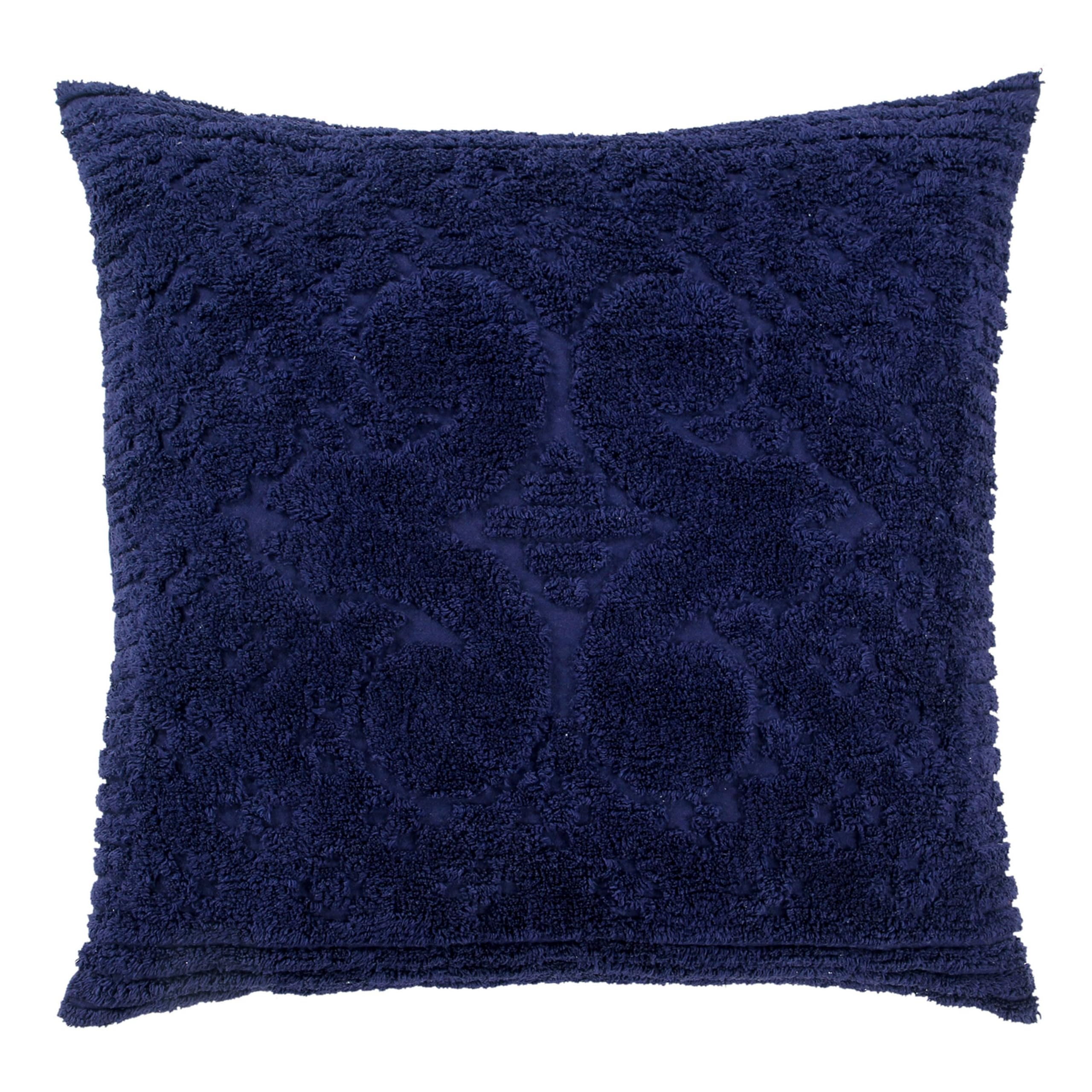 Better Trends Navy Euro Sham 100% Cotton Chenille Bedspread Sham, Soft and Cozy Tufted Tumble Dry (26x26 Euro Sham) Ashton Collection