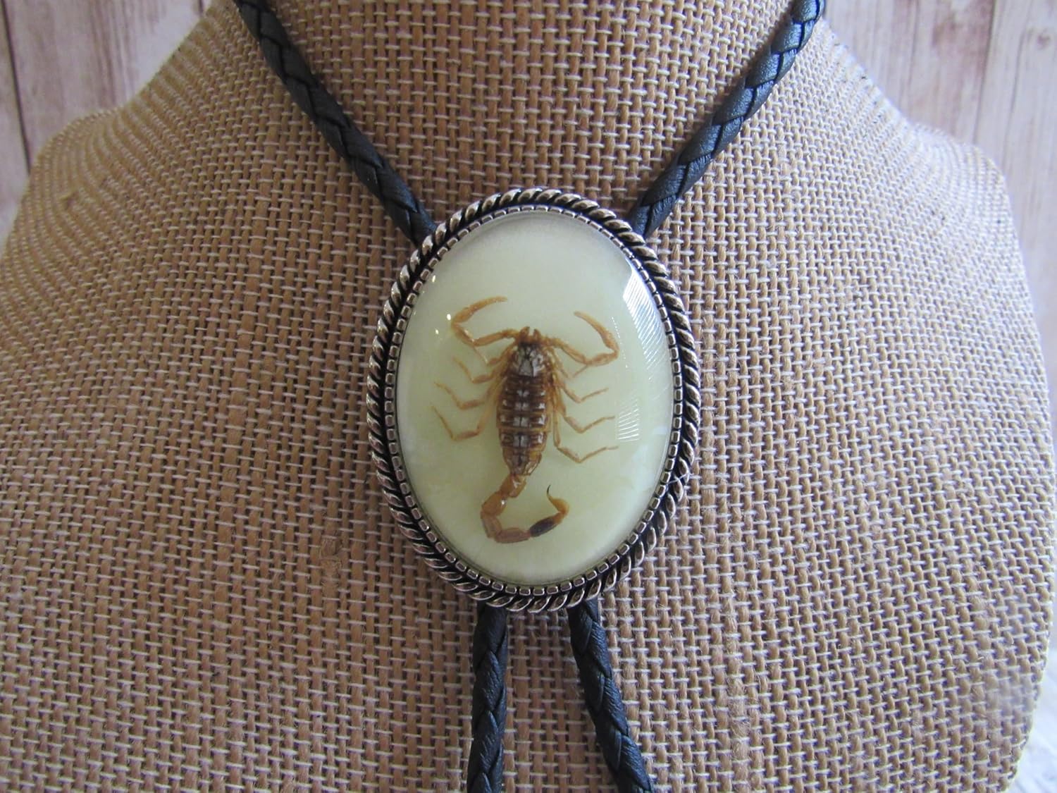Real Scorpion Bolo Tie Necklace Wedding Western Necktie Glow in the dark Jewelry