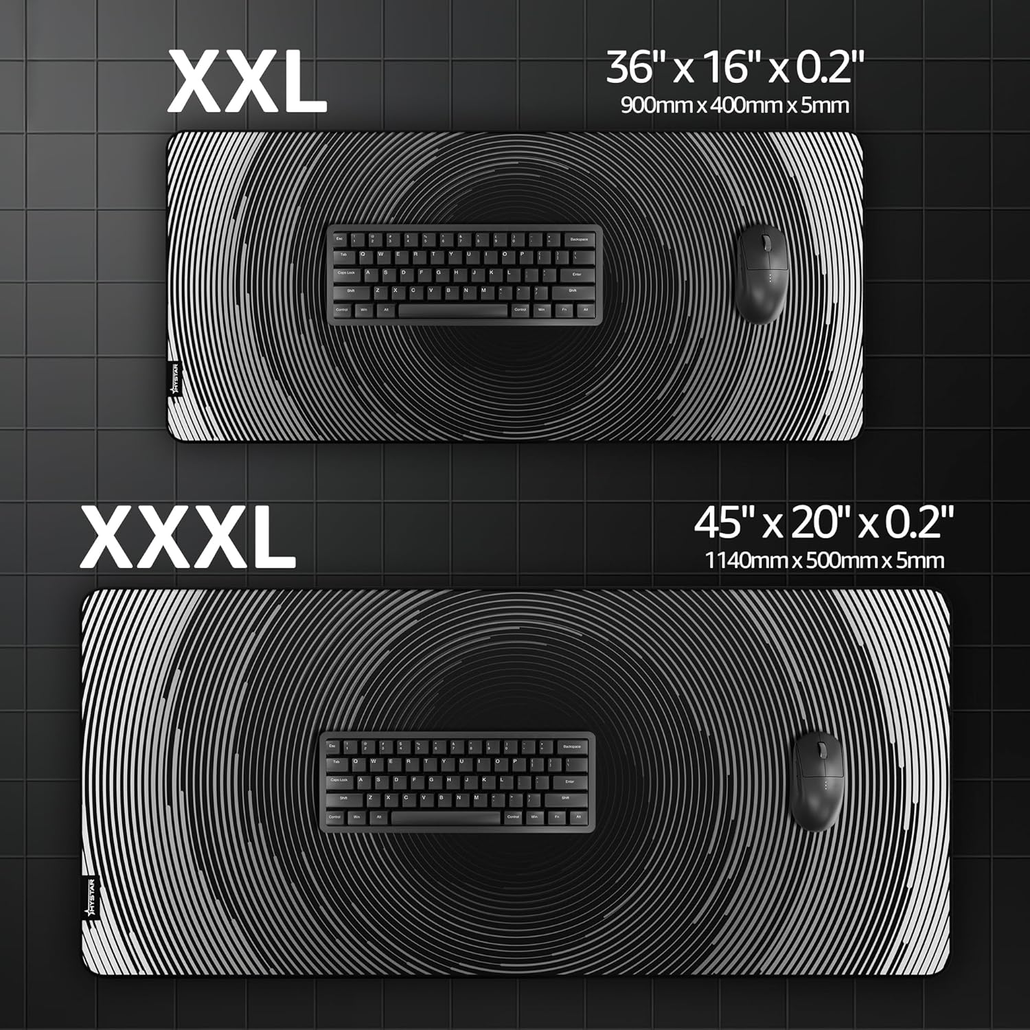 Hystar® Extended Gaming Mouse Pad | XXL 36" x 16" | 5mm Thick, Waterproof Surface, Smooth Polyester Fabric, and Natural Rubber Base | Abyss