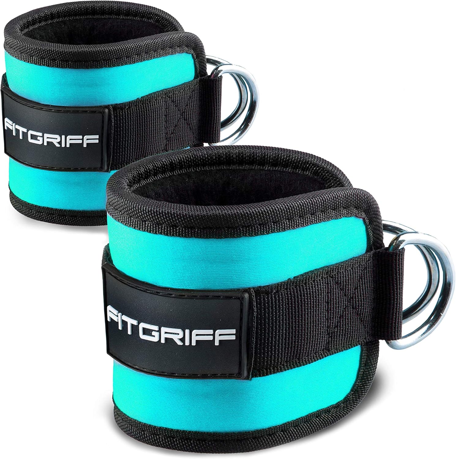 Fitgriff® Ankle Straps for Cable Machines Padded Ankle Cuffs (2 pieces) Gym, Workout