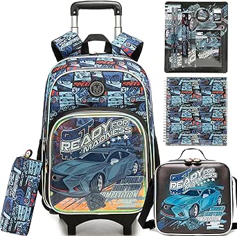 HTgroce Shark Schooltas Trolley Schooltassen voor Jongens