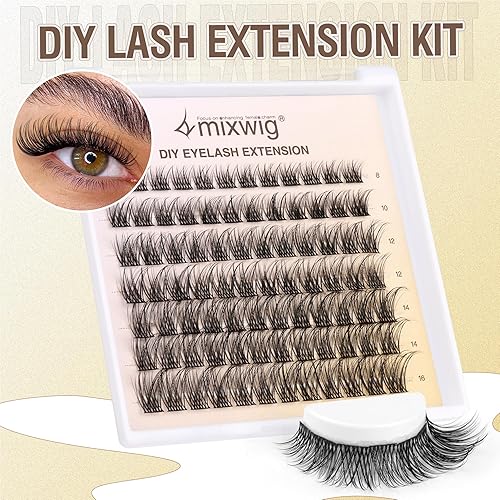 Miniatura 5 de Kit de extensiones de pestañas rizadas en C, kit de extensión de pestañas individuales naturales con racimos de pestañas, unión y sellado, súper