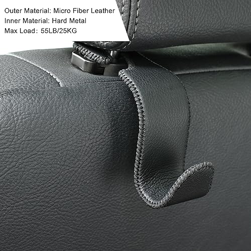 Miniatura 5 de Amooca Gancho universal para reposacabezas de asiento de automóvil, colgador de cuero con metal para asiento de automóvil, organizador para bolso