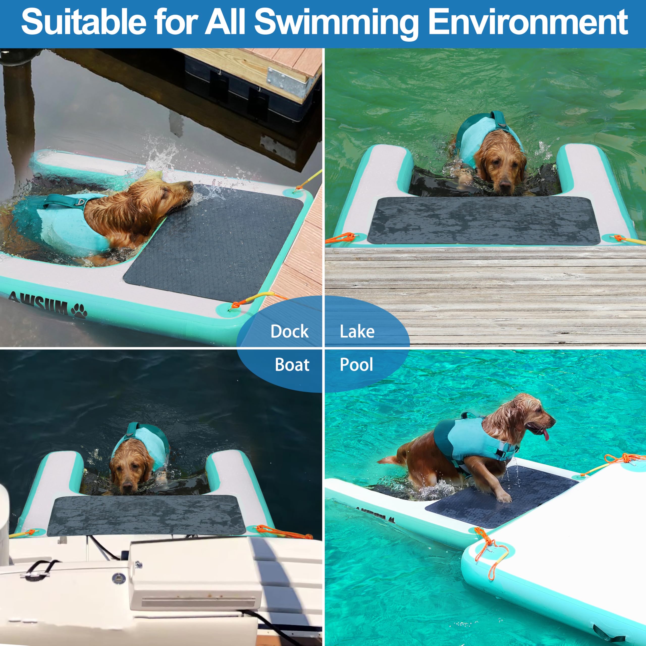 Snapklik.com : AWSUM Inflatable Dog Water Ramp 4ft X 3.3ft Boat Ramp ...