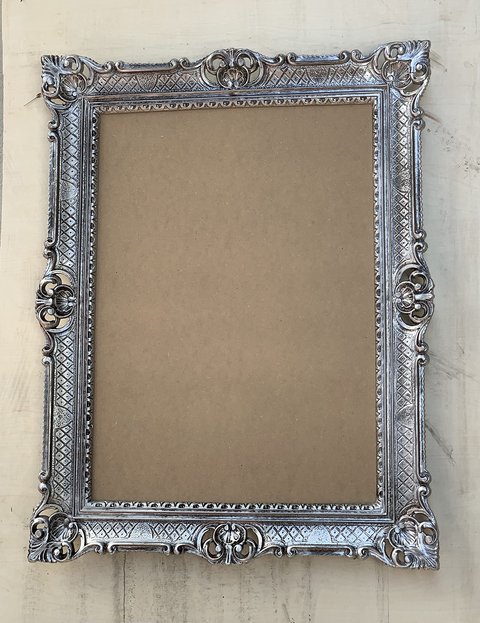 XXL antyczny wygląd z ornamentami, luksusowa ramka na zdjęcia, barokowa, antyczna srebrna 50 x 70 cm, przepychana ramka w stylu antycznym, 70 x 90 cm, obraz na zdjęcia, ramka ślubna, styl vintage 3057