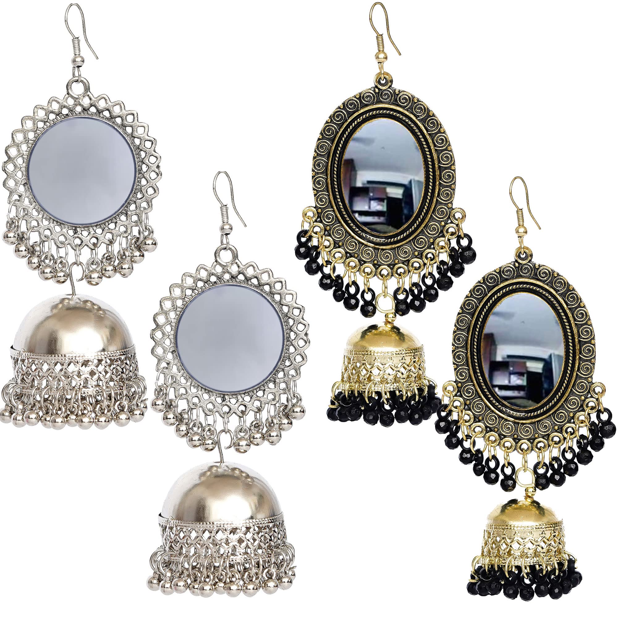 Yotog Traditional Long Big Size Silver Black Oxidised Jhumka Earrings for Women (Style11_Sil_Gold) (B0C2KDSQ5N) Amazon Price History, Amazon Price Tracker