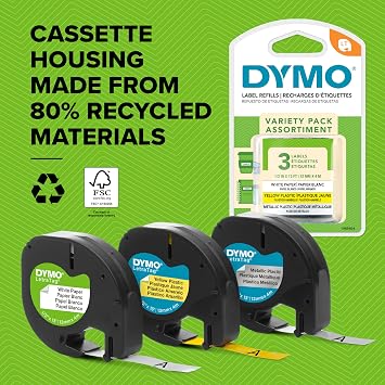 DYMO LetraTag Plastic Strip (12 mm X 4 mt), White (59422)