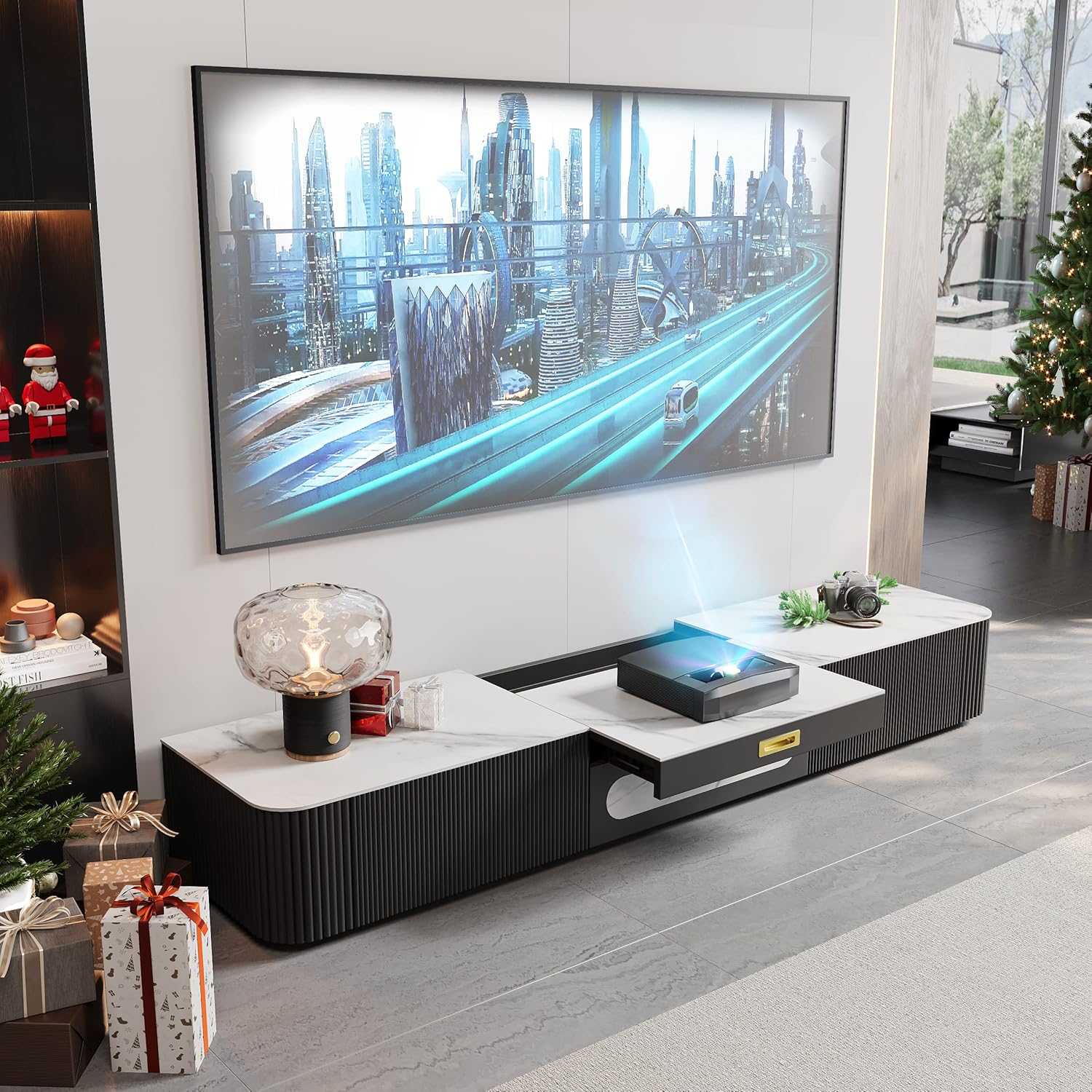 POVISON Modern TV Stand for Projector, Sintered Stone