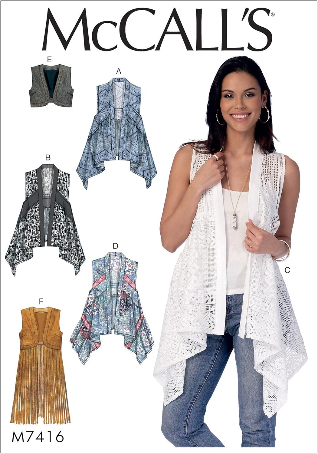 MCCALLS M7416 Y Misses Vest Size XSmall-Small-MED Sewing Pattern