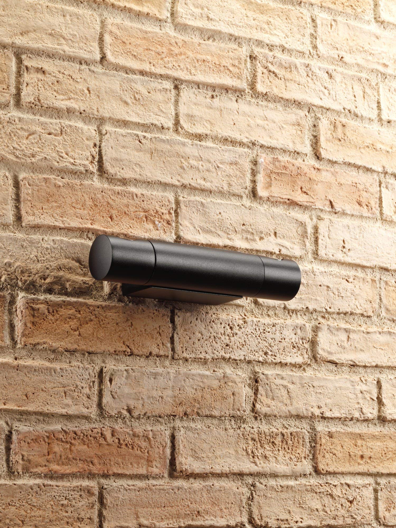 Auraglow Schwarz Integrierte LED Innenbeleuchtung im Außenbereich Drehbar Auf und Ab Wandleuchte, IP54, Warmweiß für Hausveranda, Garage oder Garten | Drehbare innen außen Warmweiß Halterung, verstellbare Richtung, für Eingang, Garage, Garten und Flur