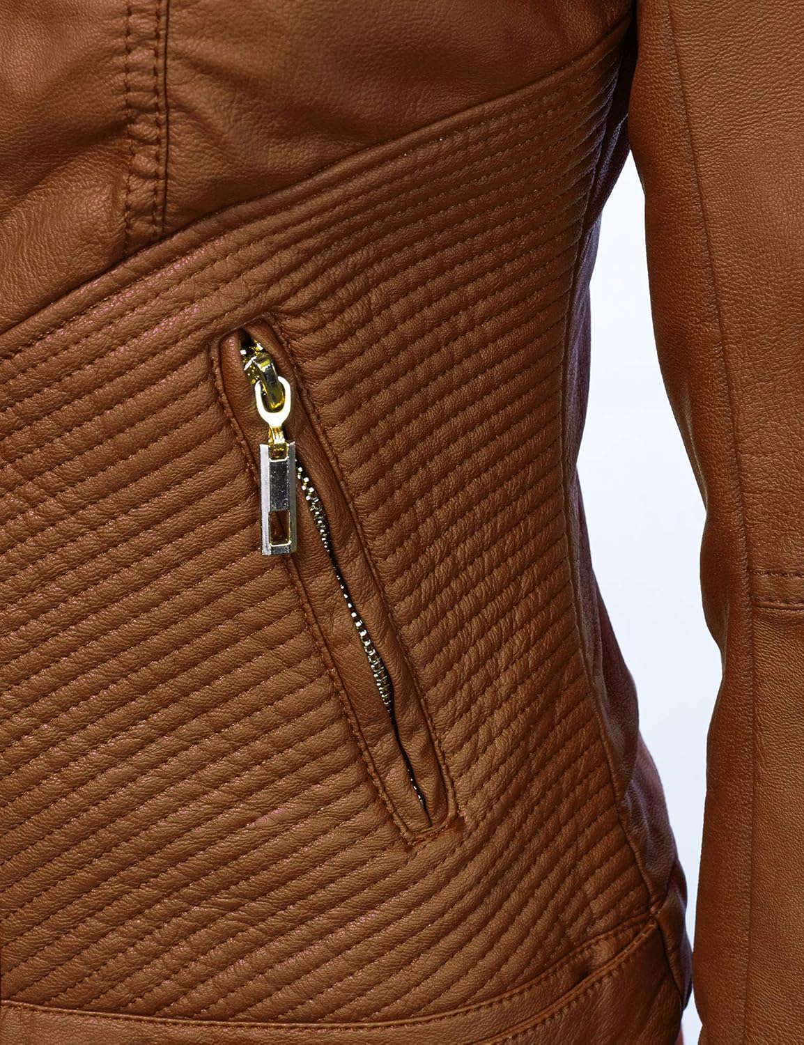 Lock and Love Slim Fit Stylish Vegan Leather Moto Jacket for Women - PU Biker Motorcycle Coat - Image 6