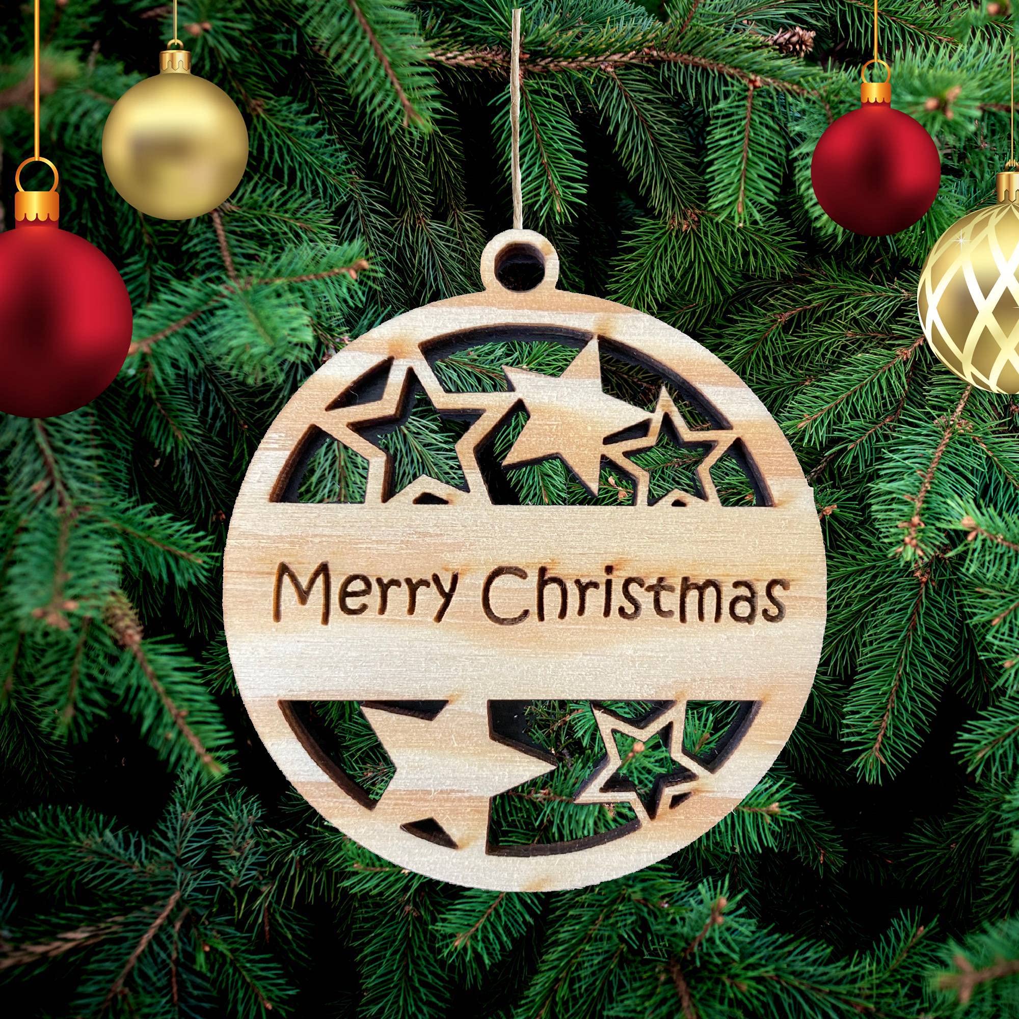 Personalisiertes Weihnachtsbaum-Ornament Aus Holz - 9cm, Mit Namensgravur - Festliche Holzdekoration Für Den Christbaum