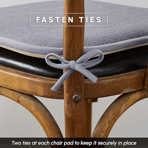 Miniatura 6 de Elegant Comfort Fundas de cojín para silla con lazos y parte trasera de goma antideslizante, espuma viscoelástica gruesa, almohadilla de cojín