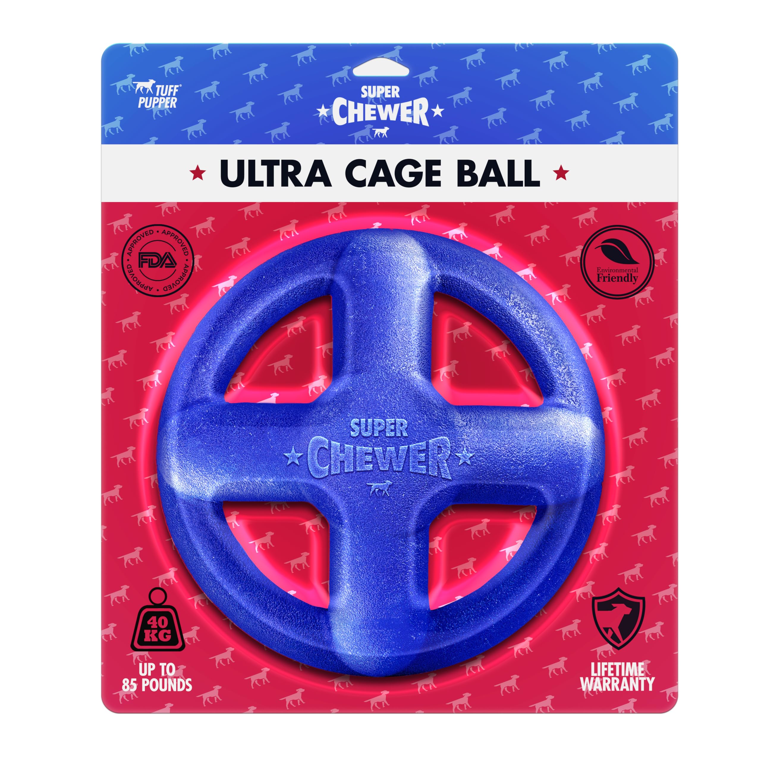 SuperChewy Tough Dog Cage Ball Toy | Dożywotnia gwarancja wymiany, mocna guma naturalna, świetna zabawka dla psa, zabawka do żucia dla psów, bardzo trwała zabawka do żucia dla agresywnych żuć, dla dużych ras