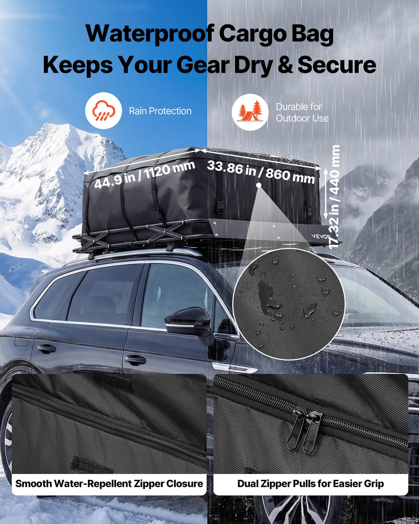 VEVOR Barra Portapacchi da Tetto da Auto, Portapacchi da Tetto per Auto 1295 x 914 x 102 mm Telaio Pieghevole a Forma di X, Carico max 90,72 kg Universale per SUV Furgoni, Campeggio, Viaggio, Pesca