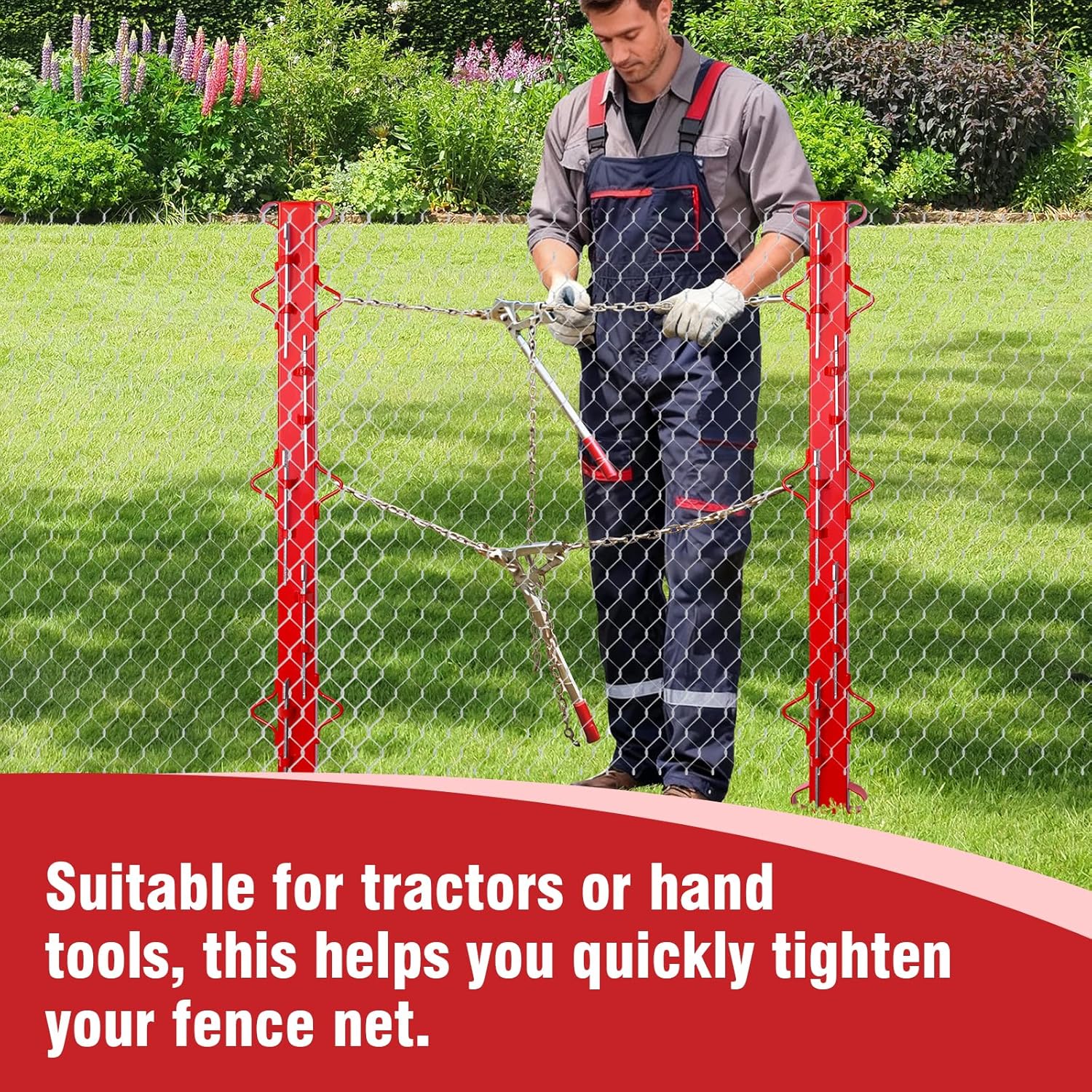 4.4FT Heavy-Duty Woven Wire Fence Stretcher Bar with 5 Wedges - Professional Fencing Tool for Farms, Ranches, Gardens & Secure Property Boundaries