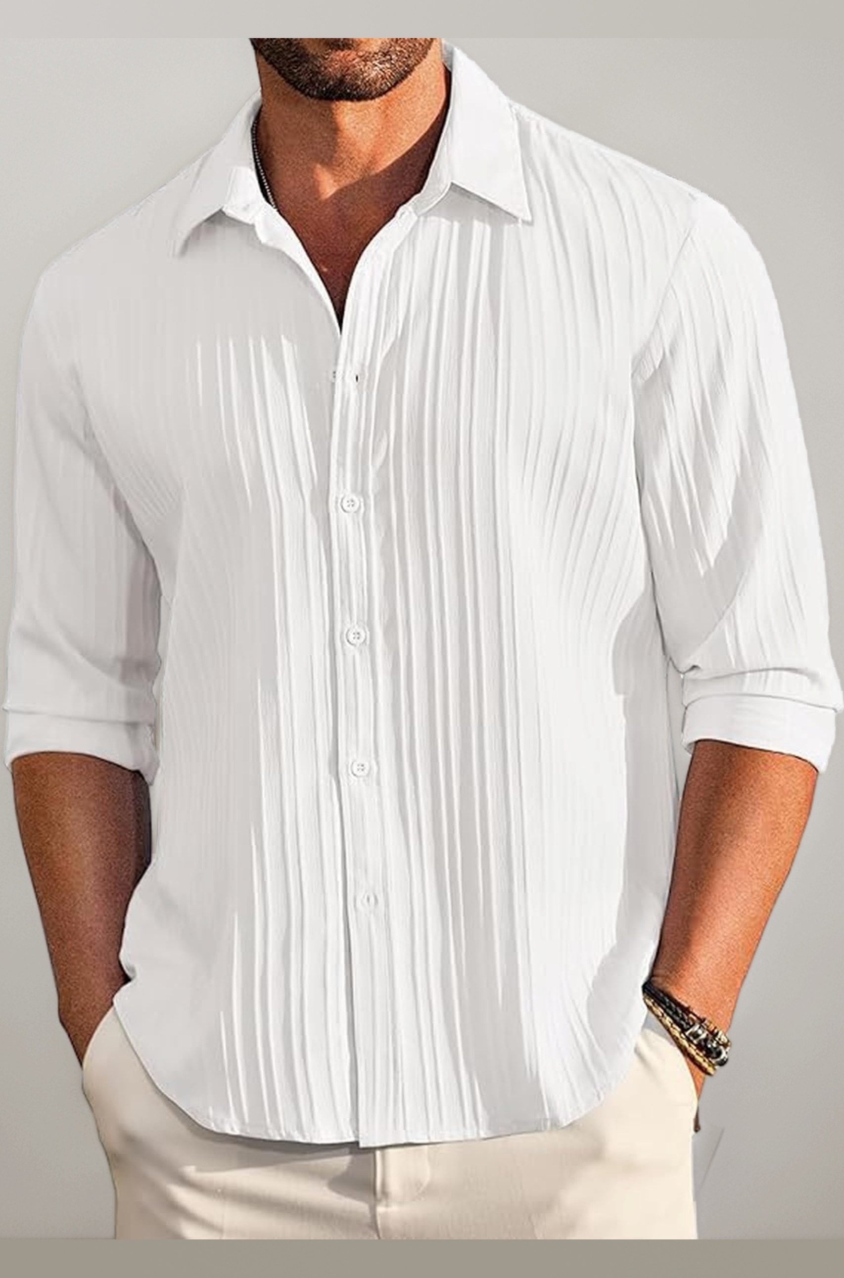 Men's Casual Button Down Shirts Long Sleeve Linen Shirt Fashion Textured Beach Summer Shirts| Men Stylish Shirt | Men Fancy (Available in Plus Size)