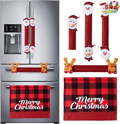 Miniatura 8 de JOYIN 5 fundas navideñas para manijas de nevera para cocina, refrigerador, microondas, horno, lavavajillas, decoración de interiores, suministros de