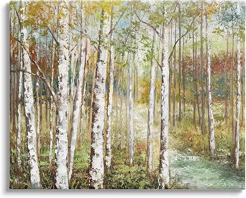 Stupell Industries Hermosa pintura de arroyo de abedul de otoño, diseño de Nan, 30 x 24, multicolor