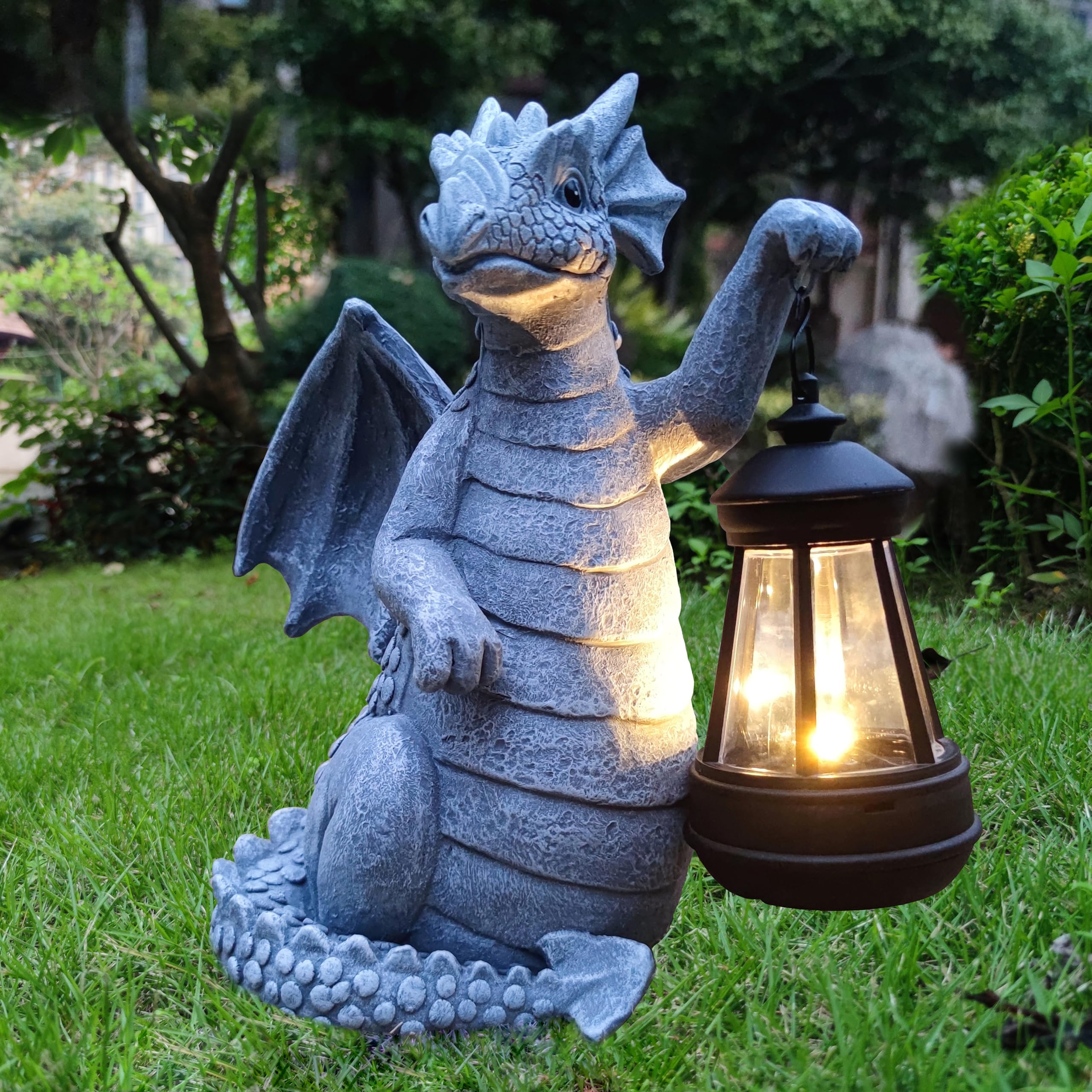 GEN DRAGON25.5cmフリーライド・フリースタイル Qobumy Solar Dragon Garden Statue Decoration with Solar Lantern
