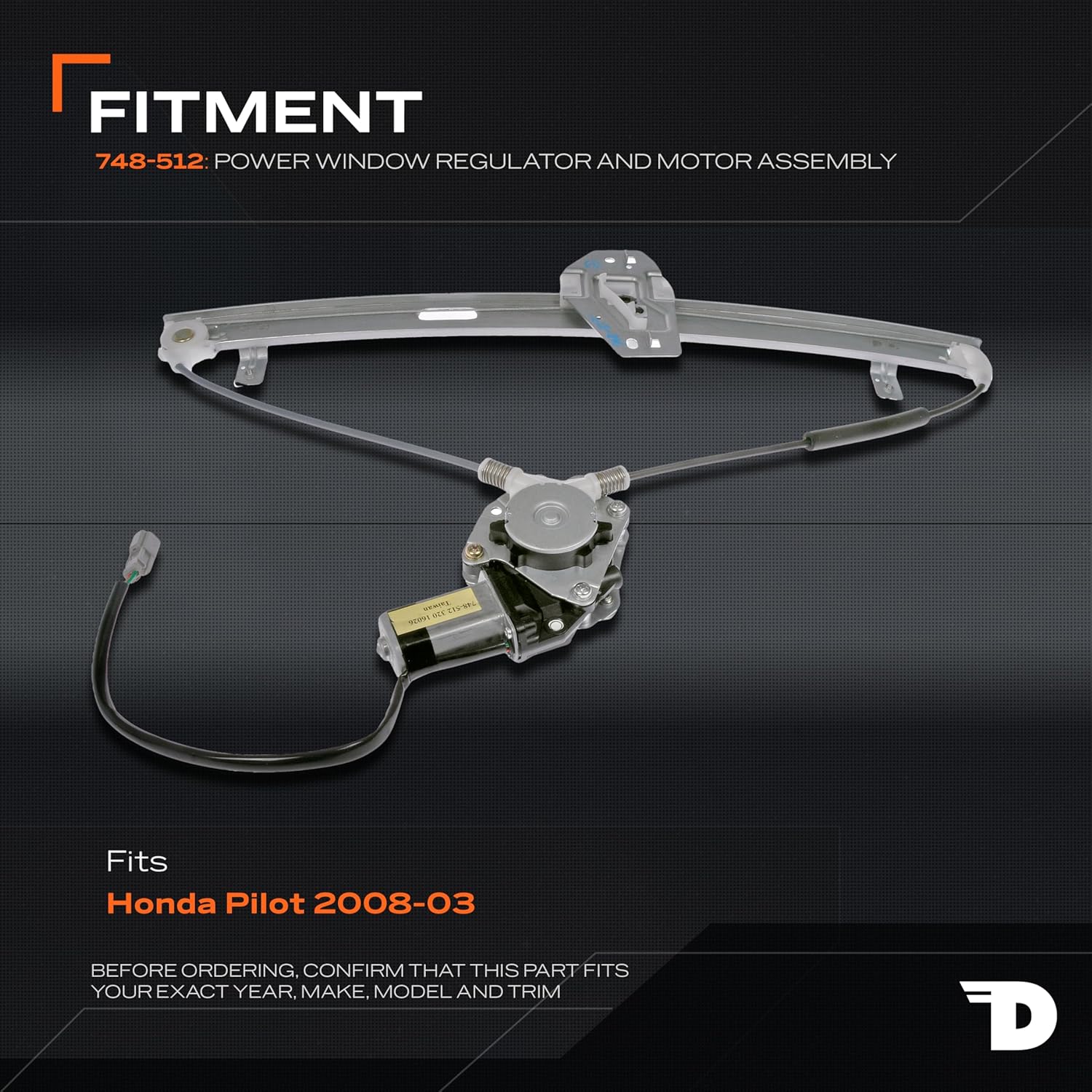 Dorman 748-512 Rear Driver Side Power Window Regulator and Motor Assembly Compatible with Select Honda Models