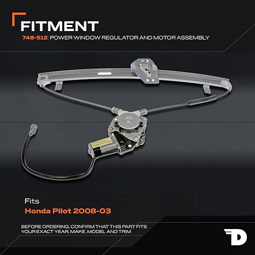 Miniatura 3 de Dorman 748-512, regulador con motor de ventana del lado del pasajero, trasera, para Honda Pilot