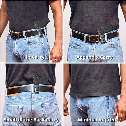 Miniatura 7 de PH - Funda de cuero genuino para S&W J Frame de 2 pulgadas, funda táctica de cuero Iwb S&W, funda de transporte oculta de cuero, cómoda apéndice de