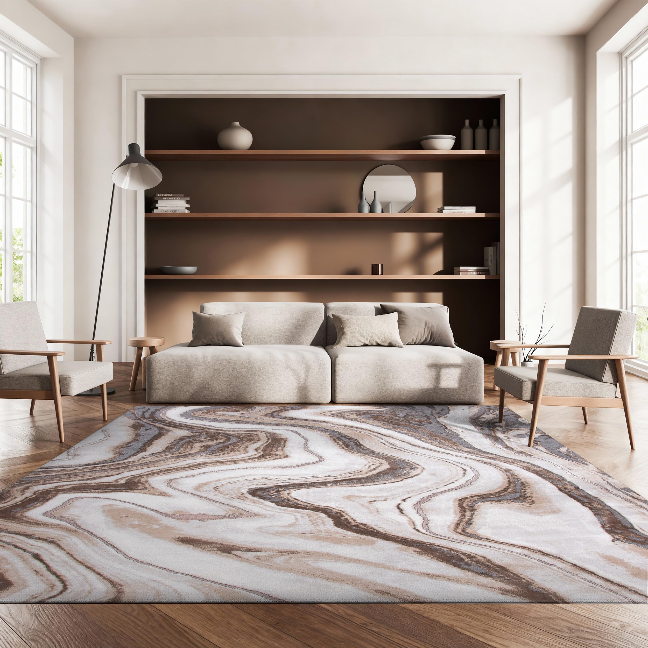 SAFAVIEH Craft Collection Area Rug - 8 x 10 Gold Grey Modern Abstract Design Non-Shedding Easy Care Ideal