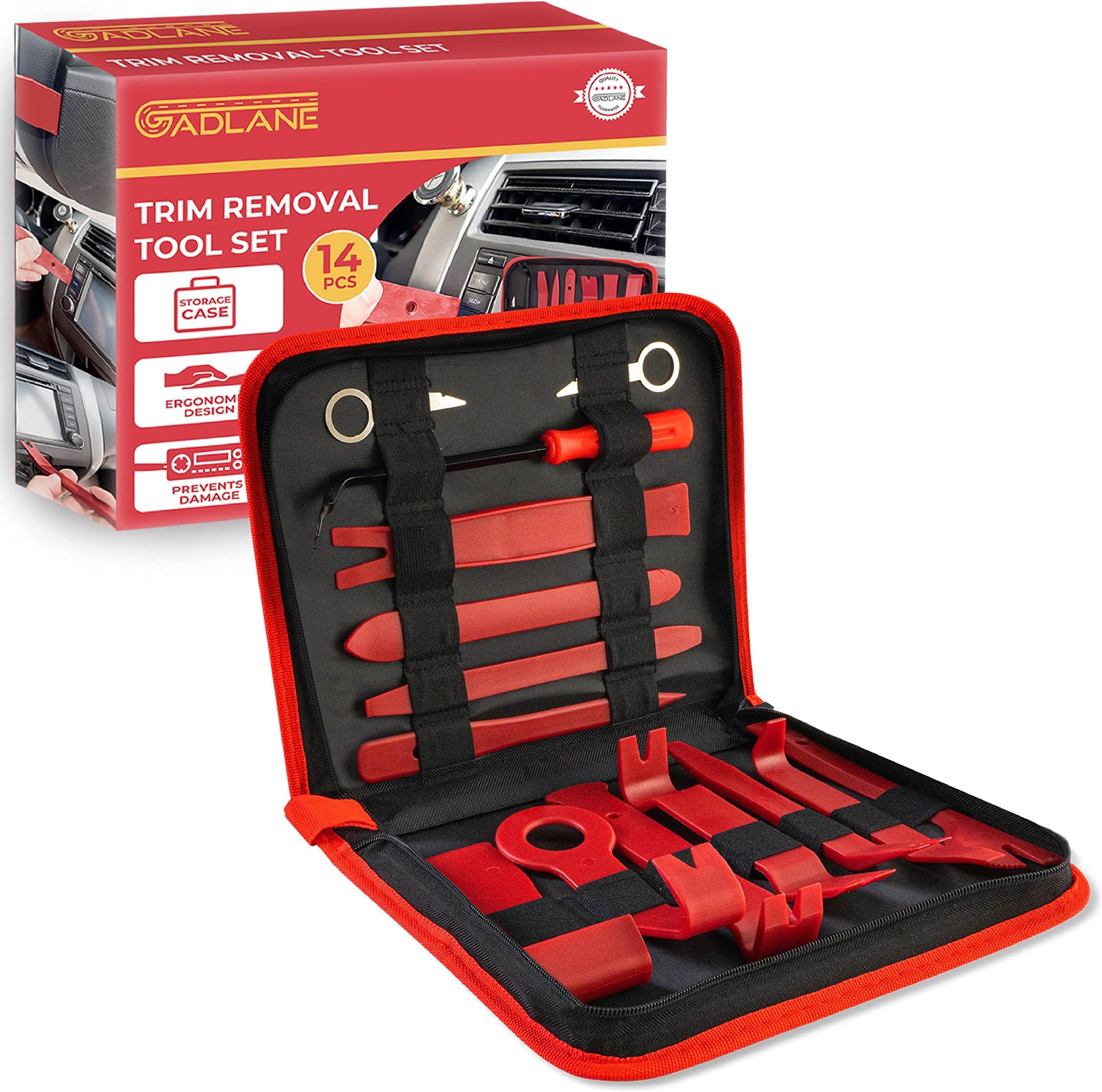 GADLANE Car Trim Removal Tool Kit - 14 Piece Car Panel Removal Tools Kit, Car Radio Removal Tool Kit, Dash Audio Console Removal Tool Installation Remover - Trim Removal Tools Auto Pry Tool (14 PCS)
