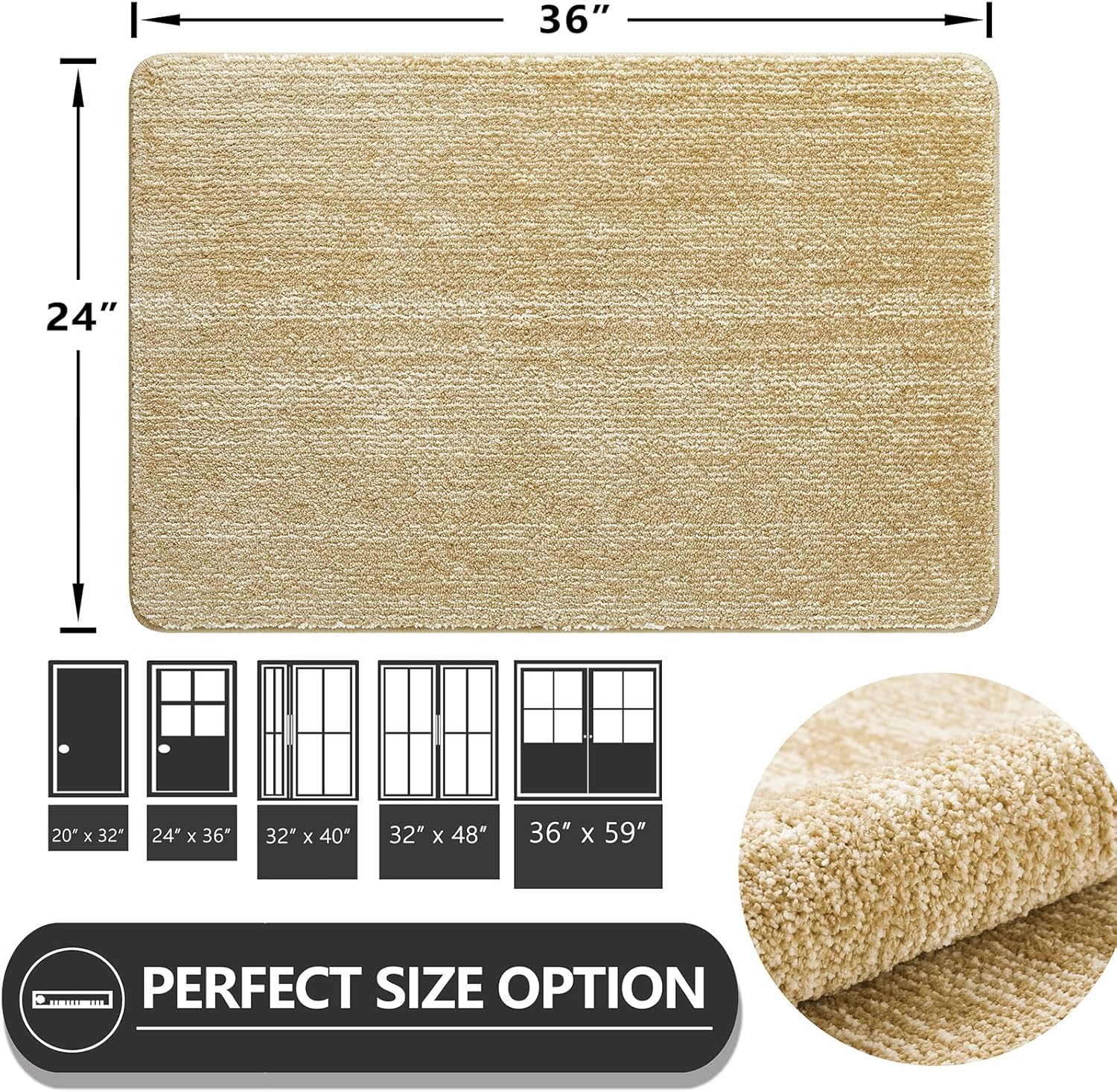 REFETONE Indoor Doormat, Front Door Mat 24"x36" Absorbent Rubber Backing Non Slip Back Door Mats, Washable Low-Profile Inside Floor Mat Door Rugs for Entryway, Resist Dirt Mud Mat for Dogs, Brown