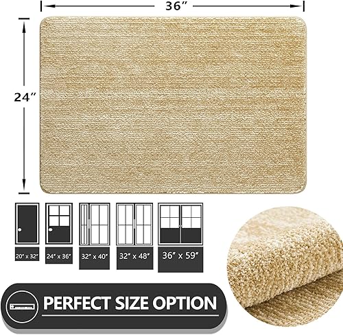 Miniatura 63 de Tapete para puerta delantera, antideslizante, con parte trasera de goma, súper-absorbente, tapetes mágicos atrapa nieve y barro, tapete