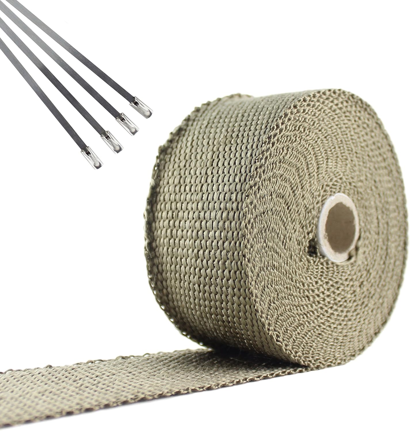 Exhaust Pipe Wrap, Heat Shield Tape in: Fiberglass, Basalt (Titanium), Vermiculite or Foil Faced.