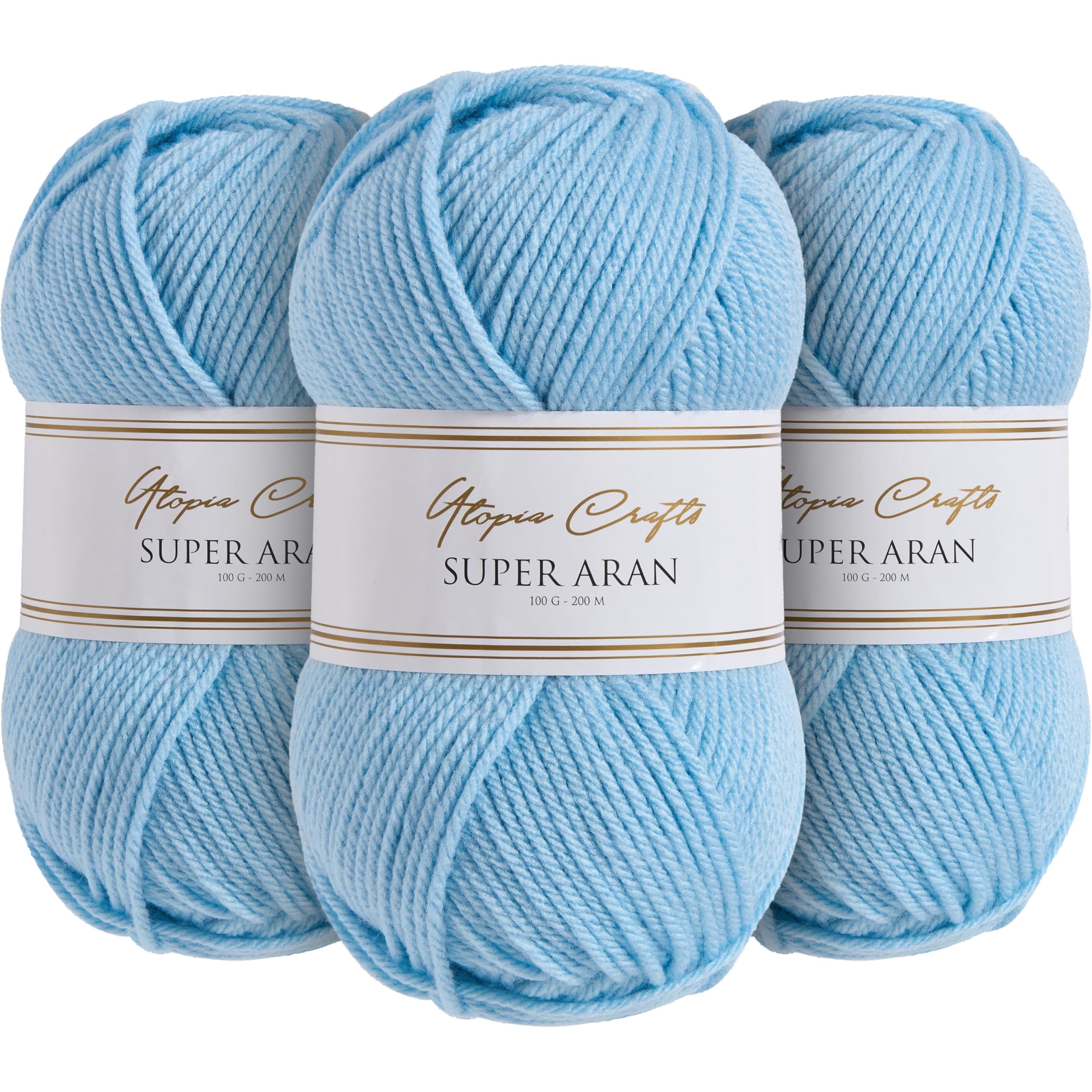 Utopia Crafts Super Aran Knitting and Crochet Yarn 3X 100g (Azure Breeze)