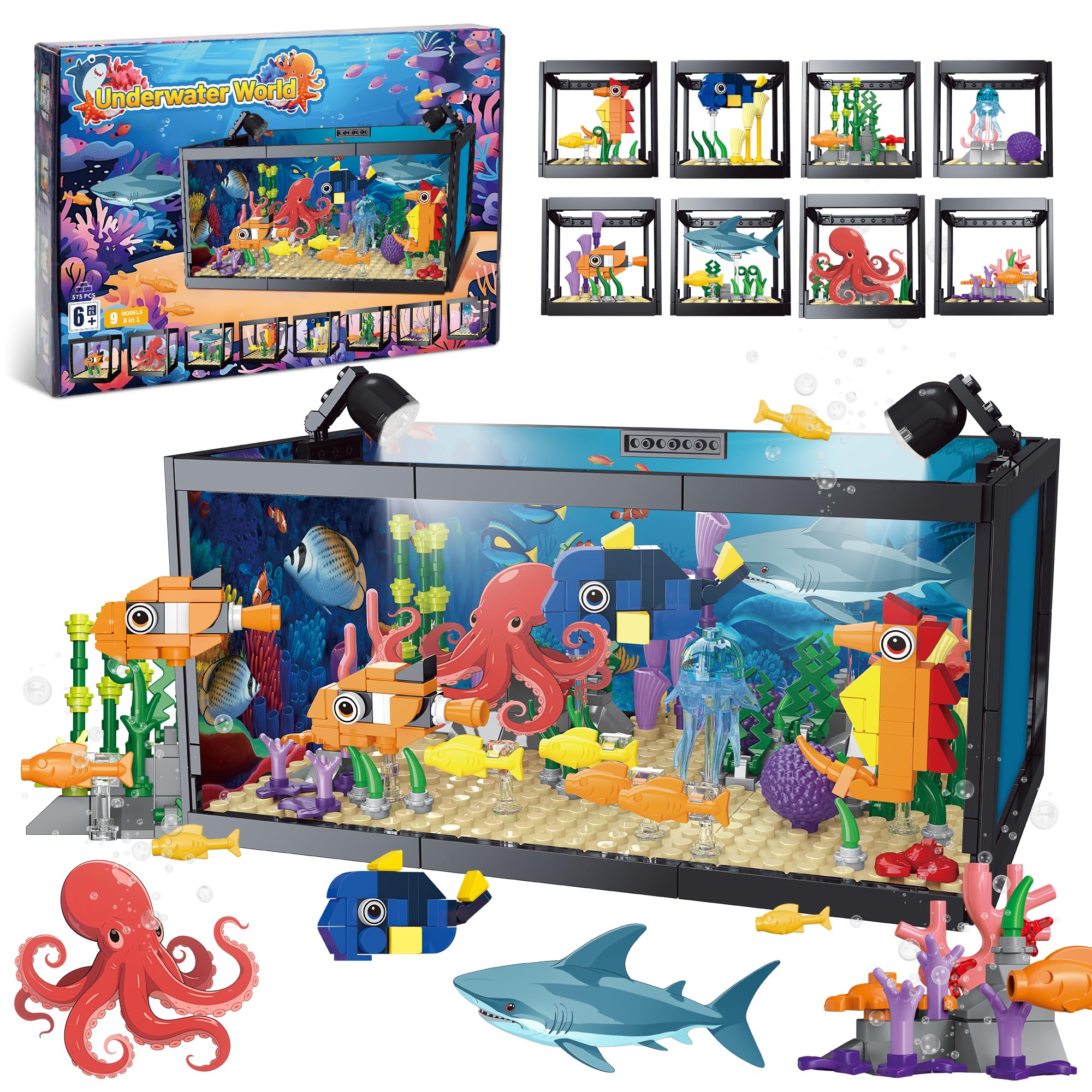 Amazon.com: AKWME 8 in 1 Fish Tank Building Sets, Marine Aquarium