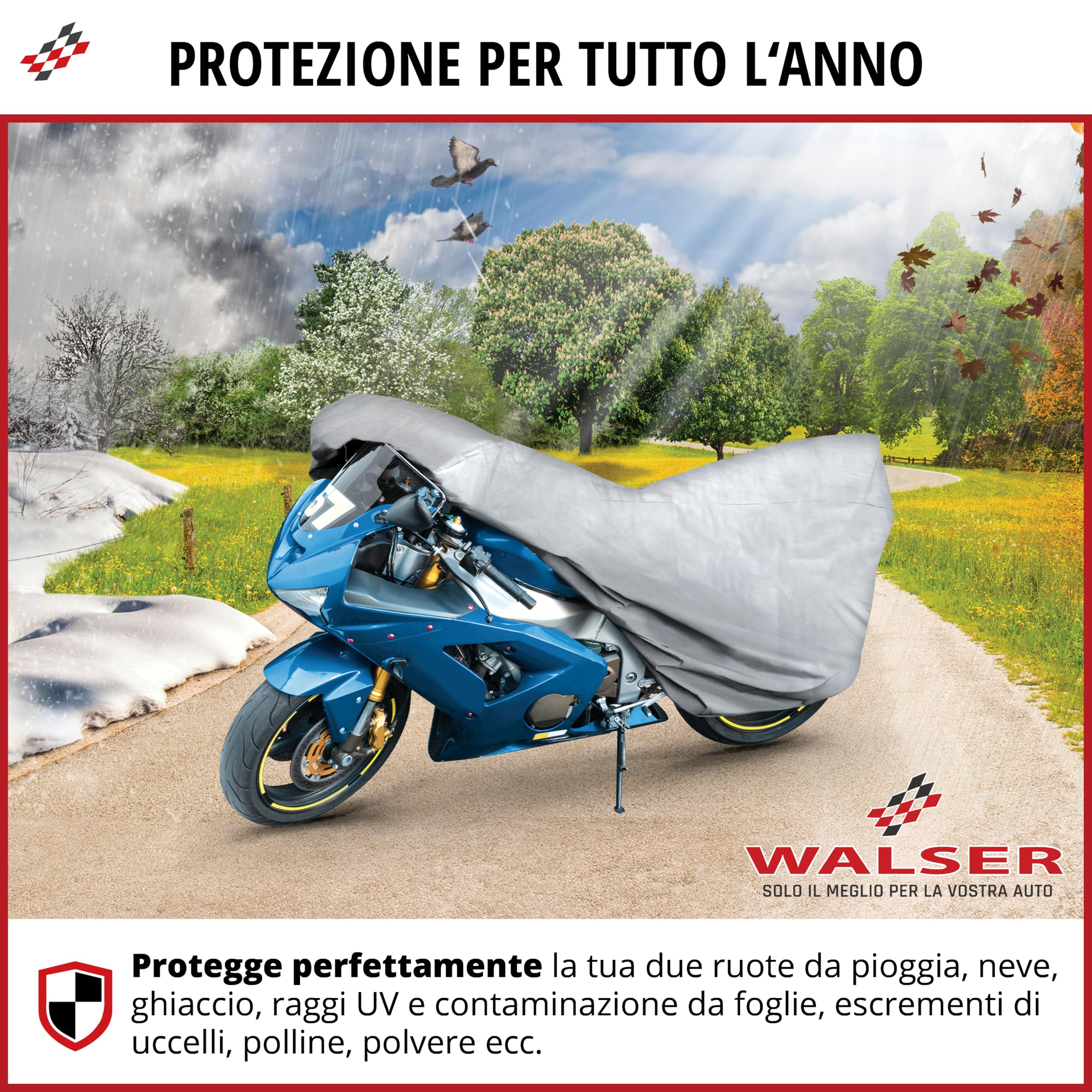 WALSER Telone per moto All Weather M, telone per moto da esterno 100% impermeabile