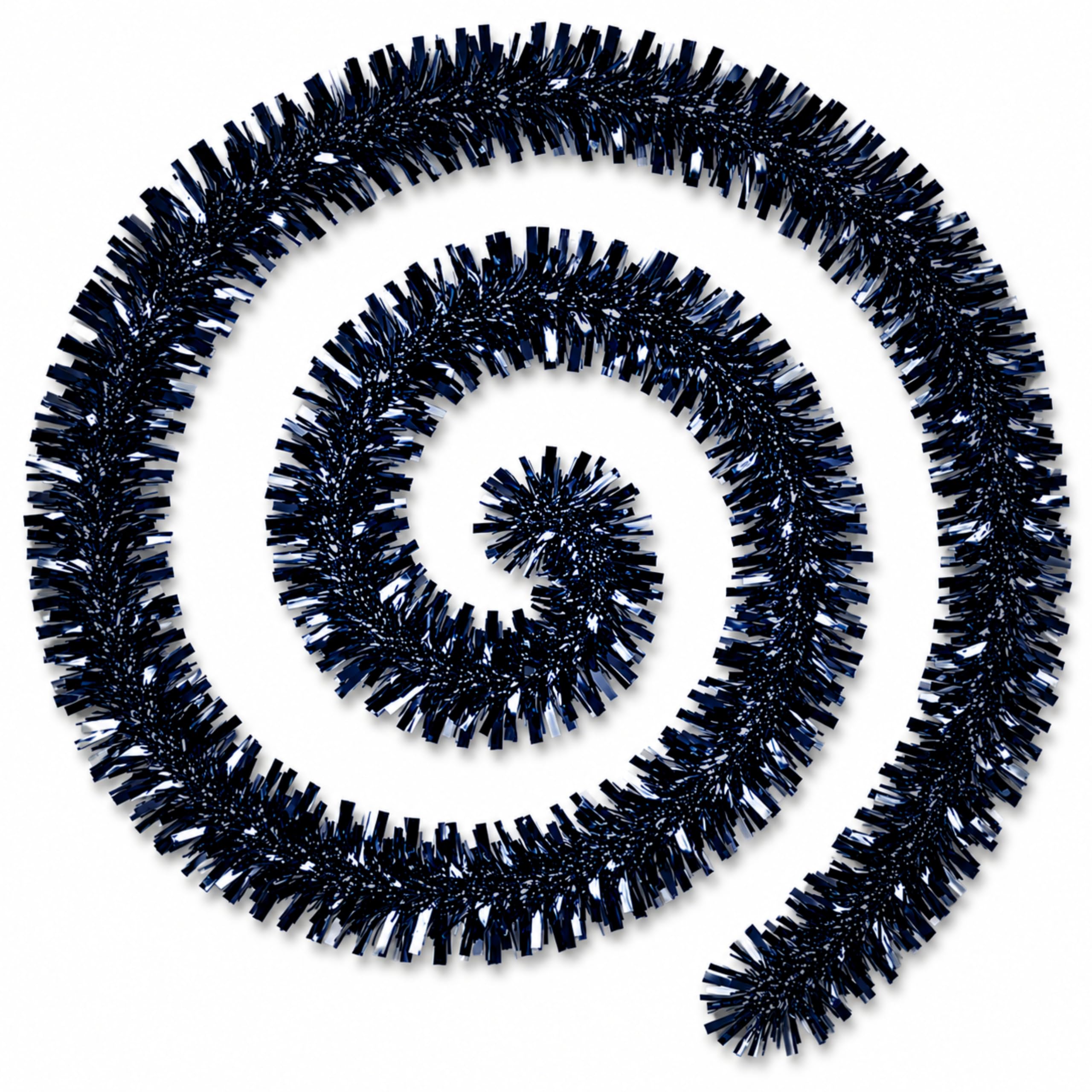 4 Pcs Chunky Christmas Tinsel Garland 2m Midnight Blue Xmas Decoration | 10 cm Thick Shiny Tinsel for Christmas Trees, Staircases, Banisters, Mantels, Fireplaces, Wall Hanging and Indoor Party Décor