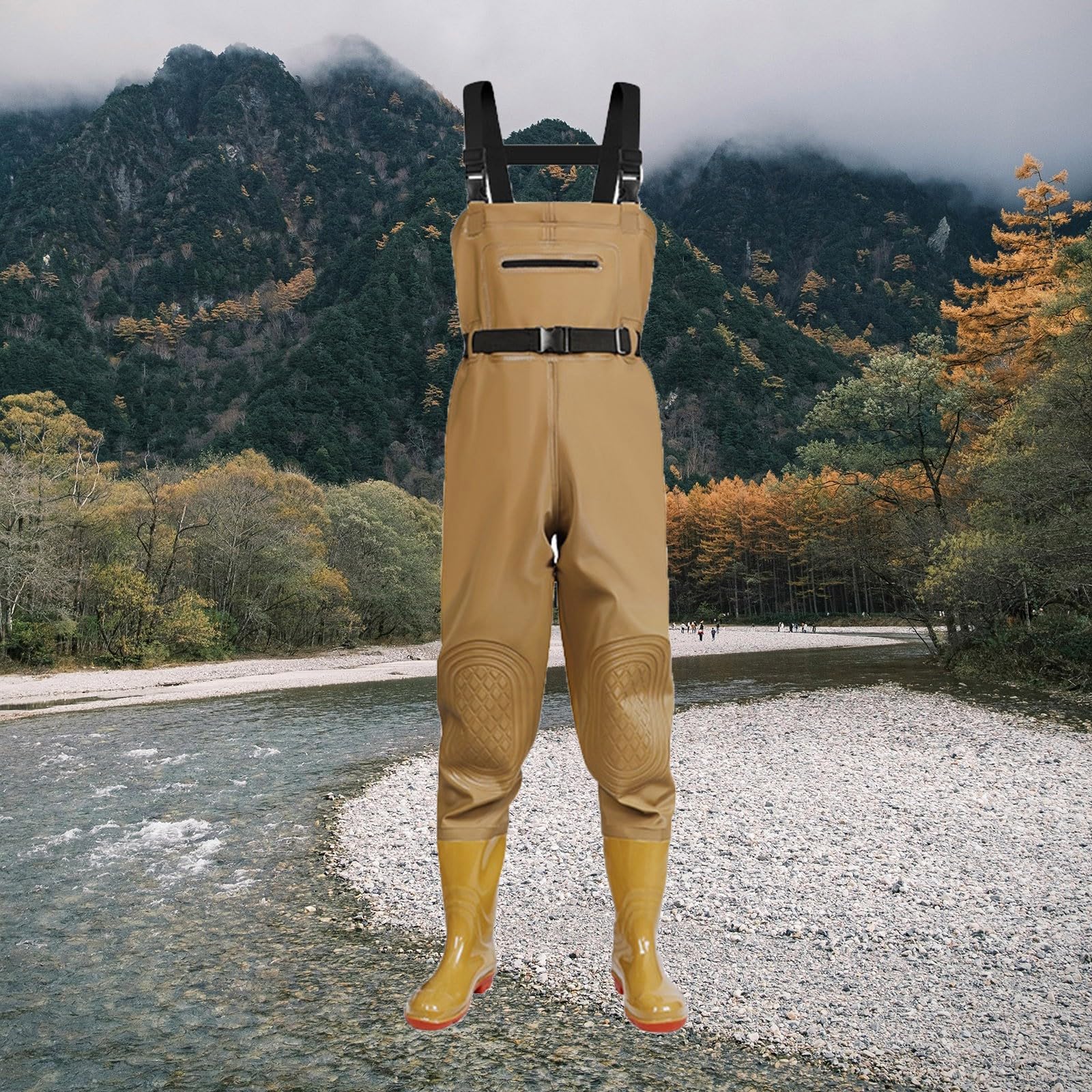 Pantalones de vadeo impermeables para hombre con botas - Pantalones largos de trabajo para hombre con bolsillos, pantalones de peto de color sólido, impermeable, mameluco ajustable para pesca, granjas