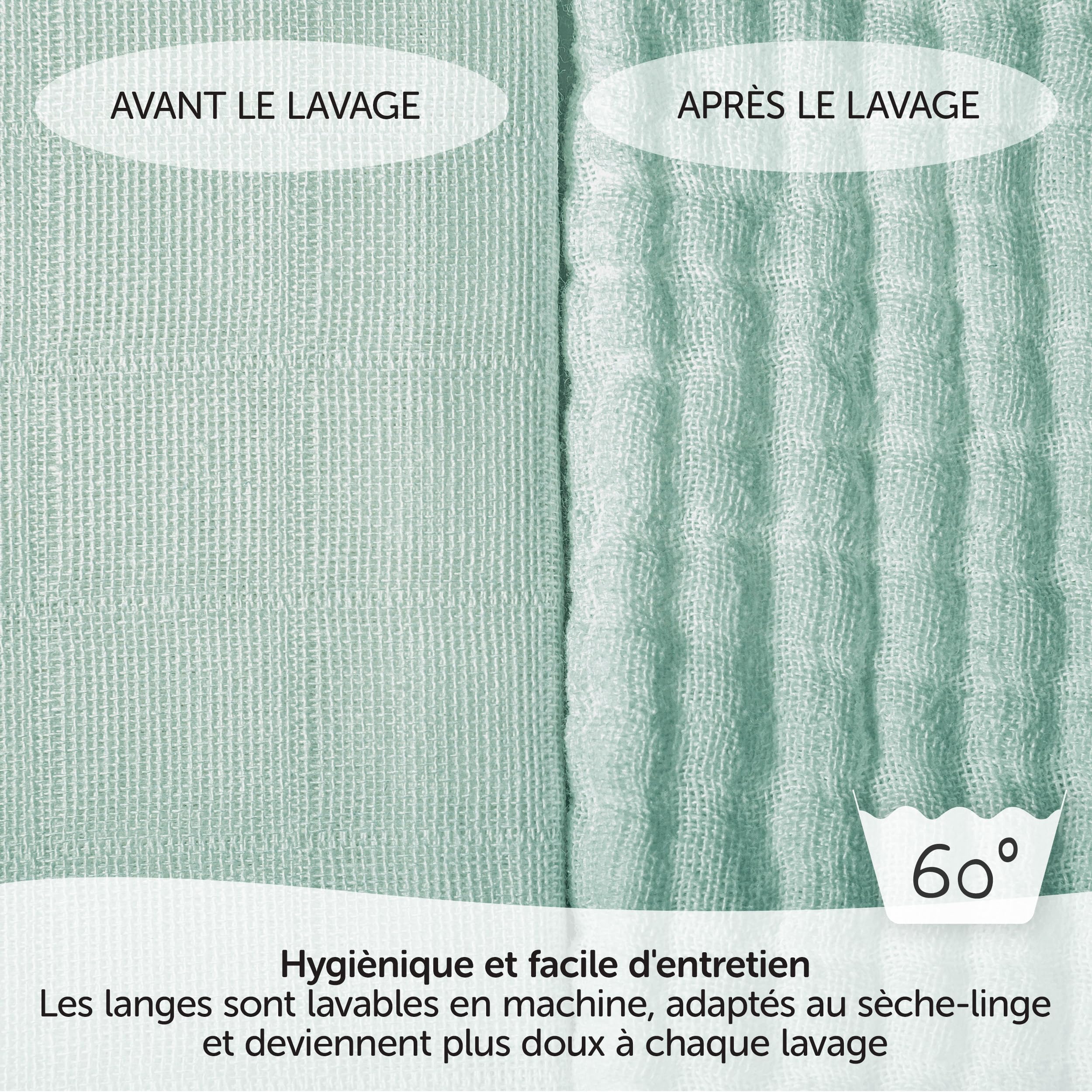 MAKIAN Lot de 8 x Lange Bebe Gaze de Coton 70x70 cm | Vert Glace, Menthe, Beige, Taupe I Certifiés OEKO-TEX Standard 100 I 8 Mousselines Double Gaze – Qualité Premium
