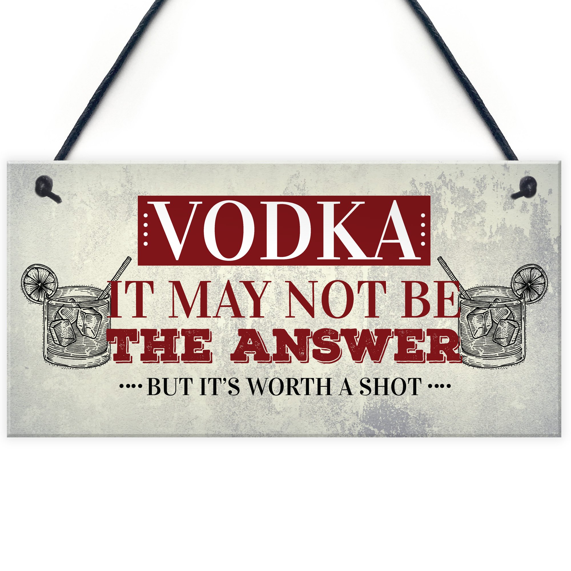 Red Ocean Vodka Worth A Shot Funny Hanging Alcohol Sign Man Cave Home Bar Pub Plaque Birthday Gift