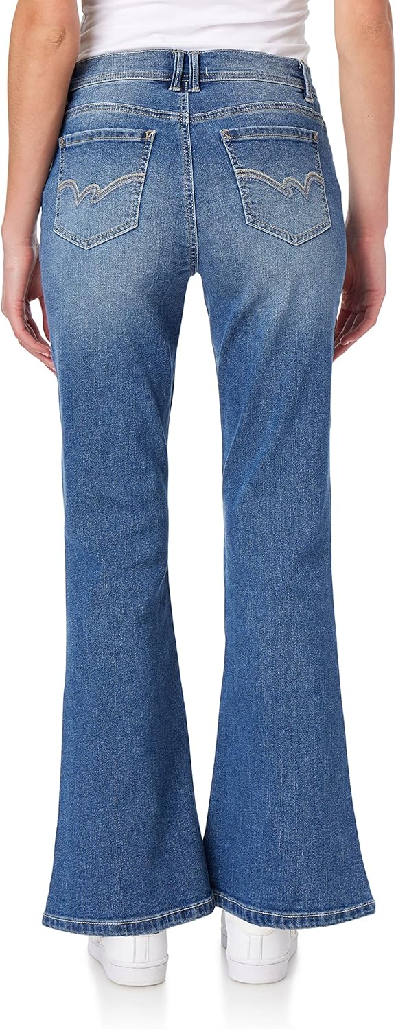 WallFlower Womens Flirty Curvy Super Flare High Rise Insta Stretch Juniors Jeans - Image 2