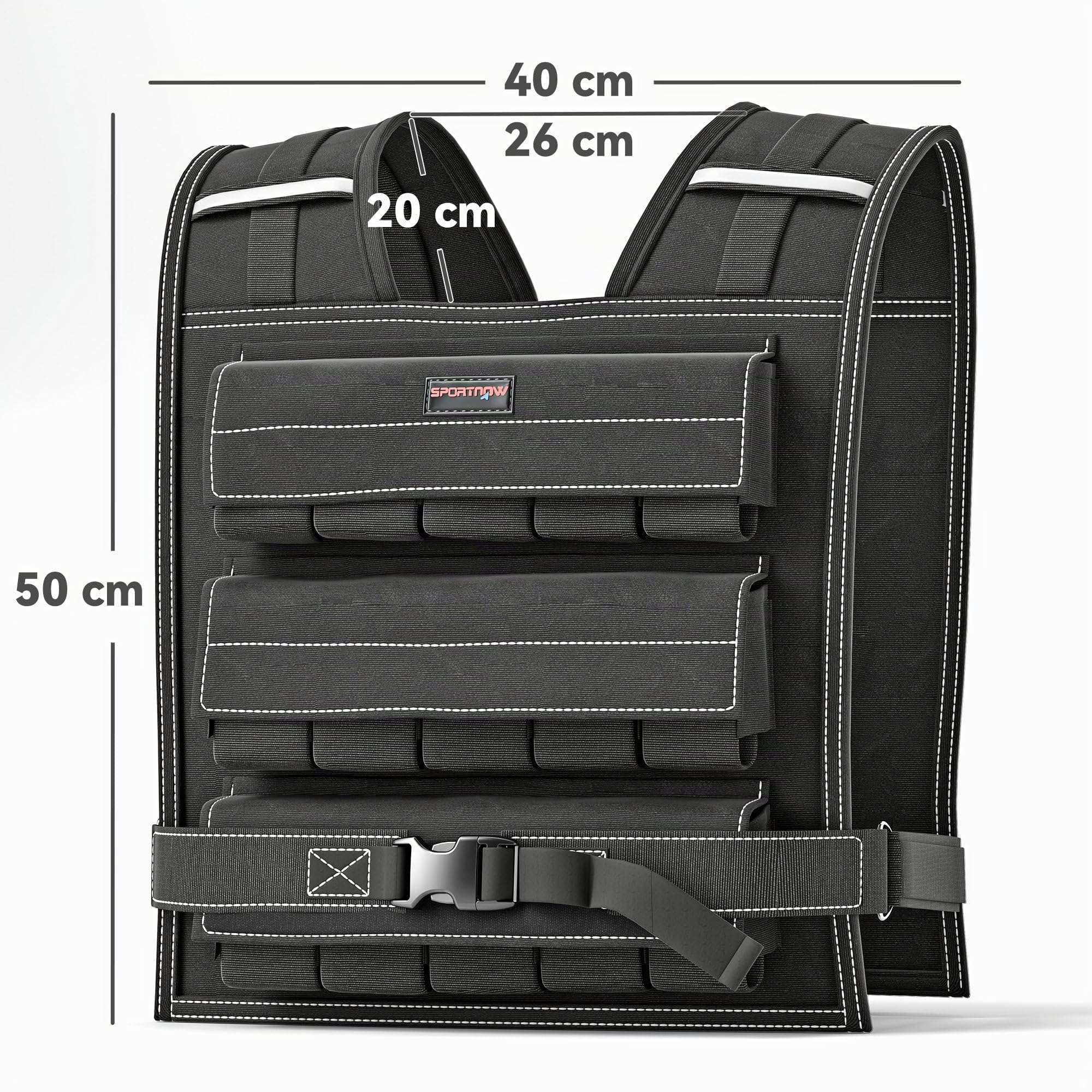 SPORTNOW Gewichtsweste 15/20KG verstellbare Trainingsweste mit herausnehmenbar Gewichten Reflektierenden Streifen Laufweste Damen Herren für Muskelaufbau Krafttraining, Laufen, Fitness, Cross Training