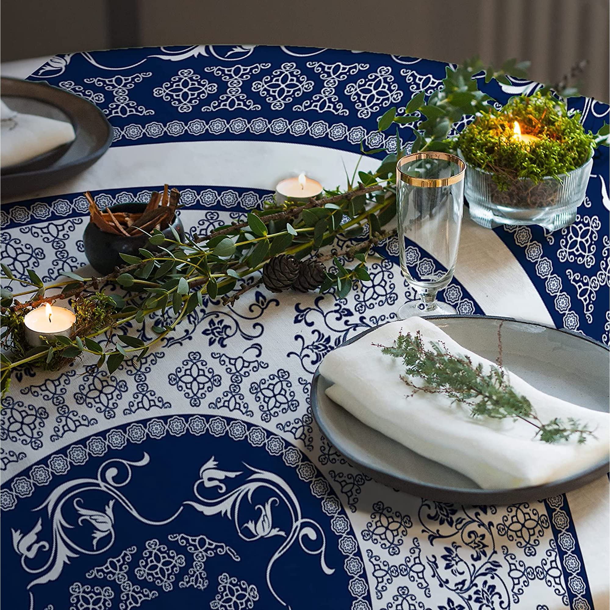 Virtumob Bohemian Oval Tablecloth 60x84inch,Tablecloth Farmhouse Water Proof Polyester Table Cloth,Elegant Retro Bohemian Style Design Table Cloth for Dining/Party/Outdoor Decoration - Image 3