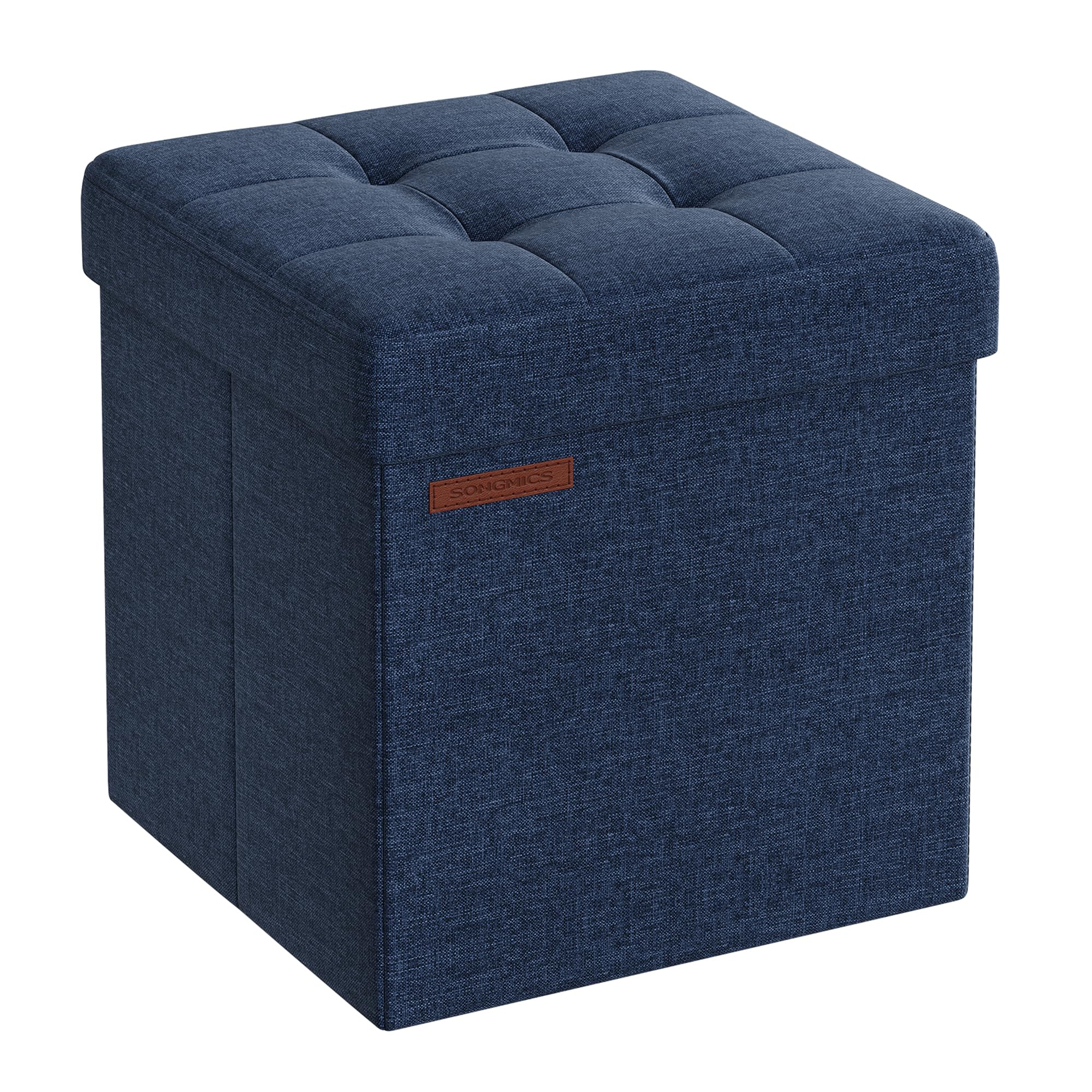 SONGMICS 38 cm Sitzbank mit Stauraum, klappbare Sitztruhe, Aufbewahrungsbox, Fußbank, mitternachtsblau LSF027Q02