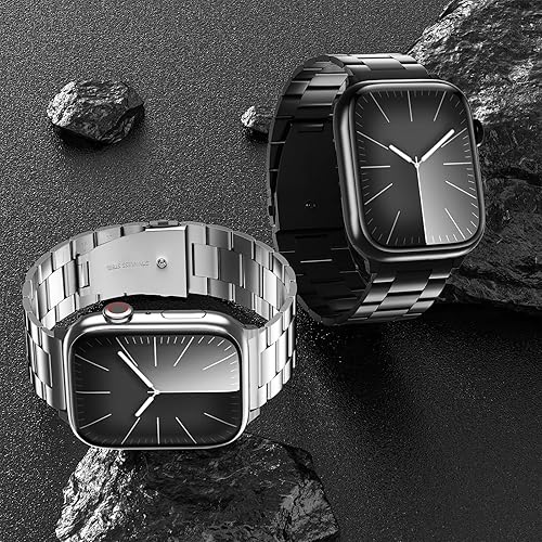 Miniatura 6 de Paquete de 2 correas de repuesto compatibles con Apple Watch de 1.929 in, 1.772 in, 1.732 in, 1.654 in, acero inoxidable resistente para iWatch